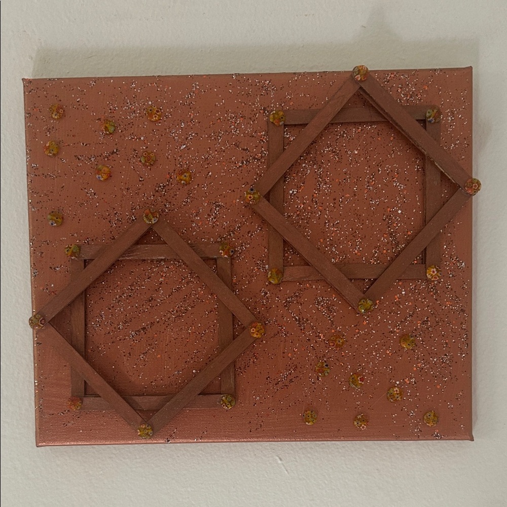 Handmade Geometric Wall Art - Rose Copper Glitter